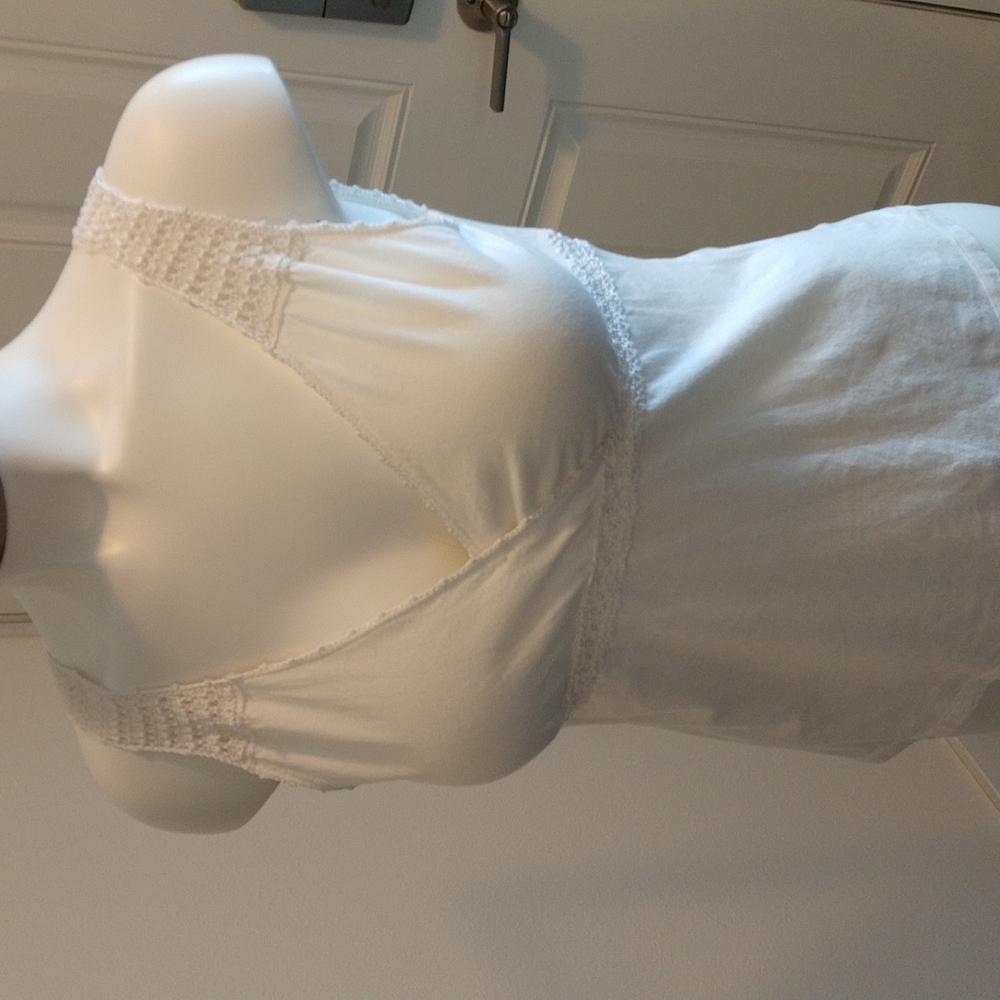Emma James Cream Crochet-Trim Tank Top